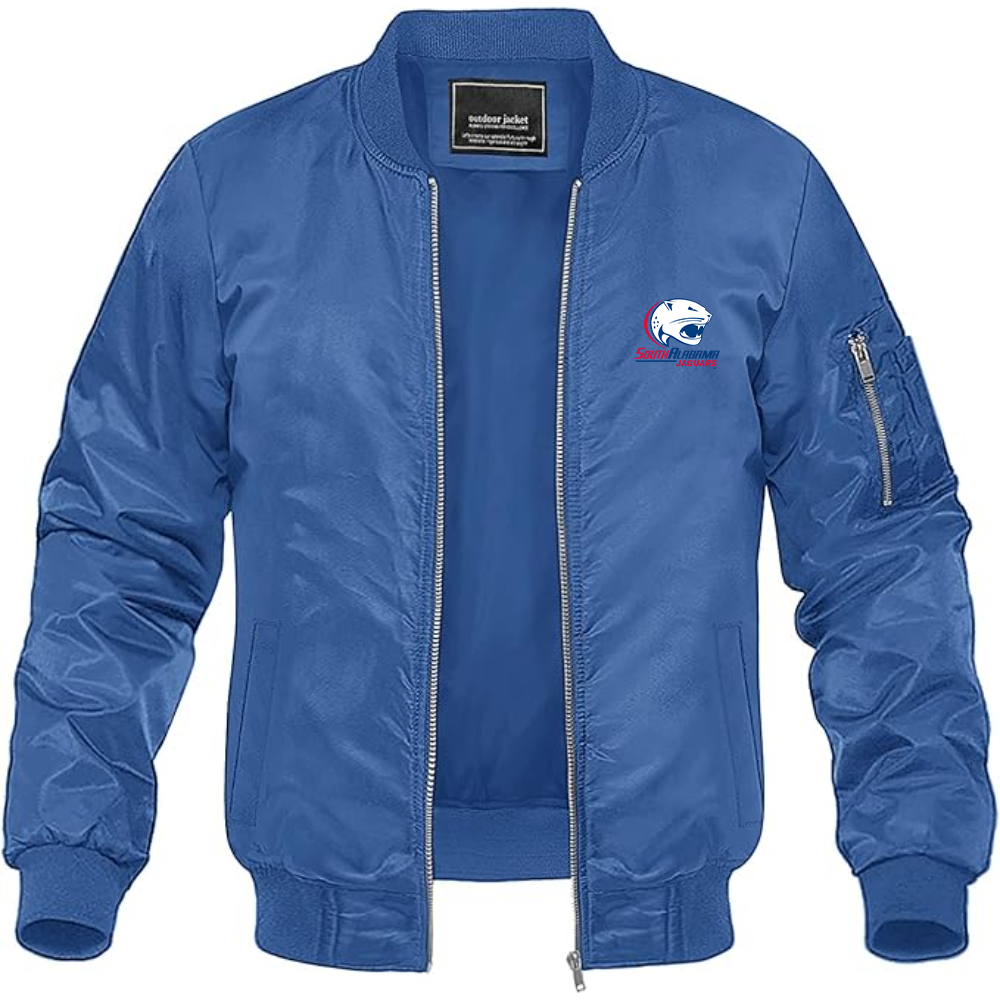 Men's South Alabama Jaguars Logo Lightweight Bomber Jacket Windbreaker Softshell Varsity Jacket Coat