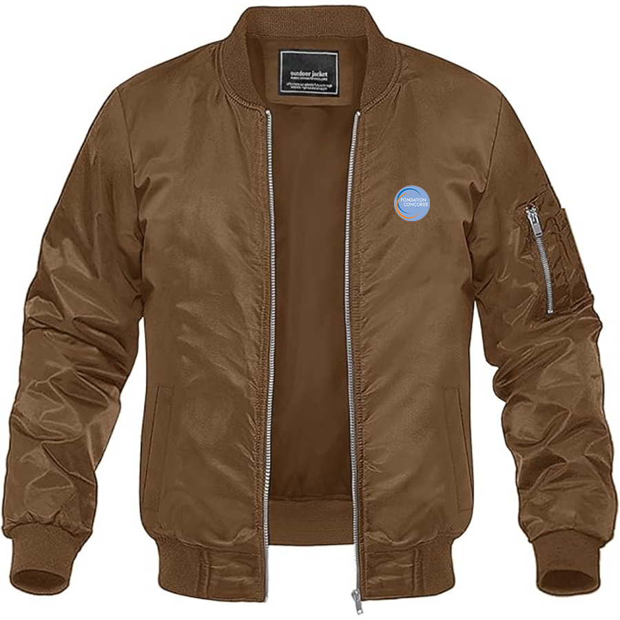 Men's Fondation Concorde Logo Lightweight Bomber Jacket Windbreaker Softshell Varsity Jacket Coat