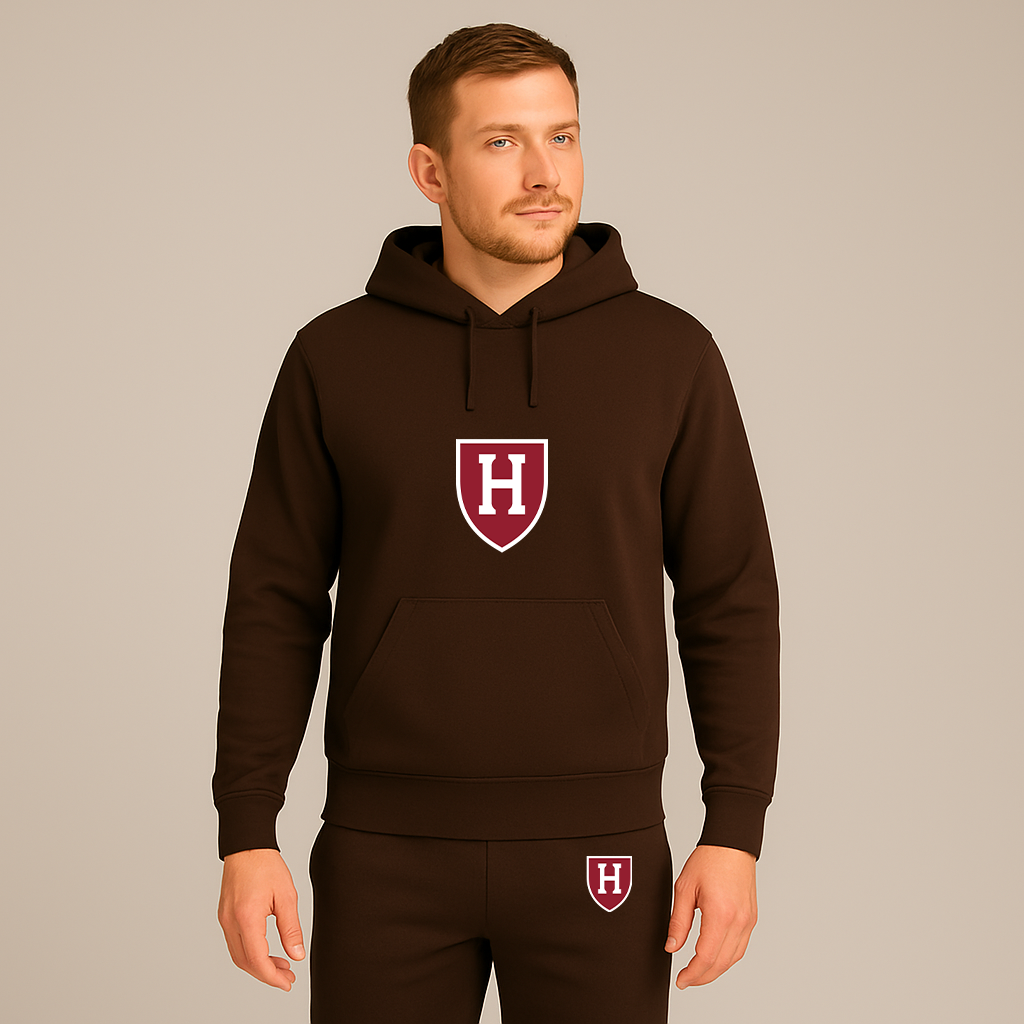 Men's Harvard Crimson Logo Hoodie Joggers Set