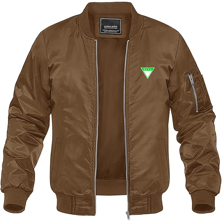 Men's Elva Logo Lightweight Bomber Jacket Windbreaker Softshell Varsity Jacket Coat