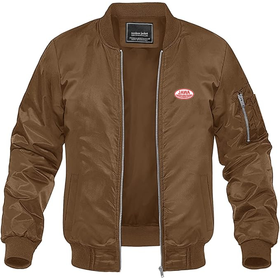 Men's Jawa Logo Lightweight Bomber Jacket Windbreaker Softshell Varsity Jacket Coat