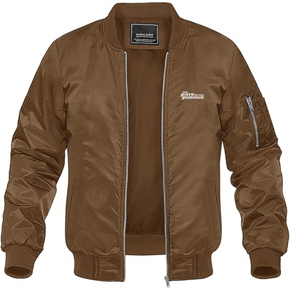 Men's The Fate Of the Furious Logo Lightweight Bomber Jacket Windbreaker Softshell Varsity Jacket Coat