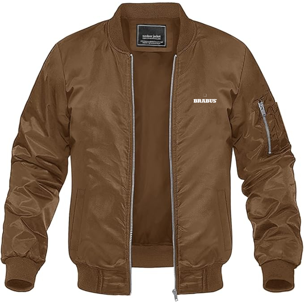 Men's Brabus Logo Lightweight Bomber Jacket Windbreaker Softshell Varsity Jacket Coat