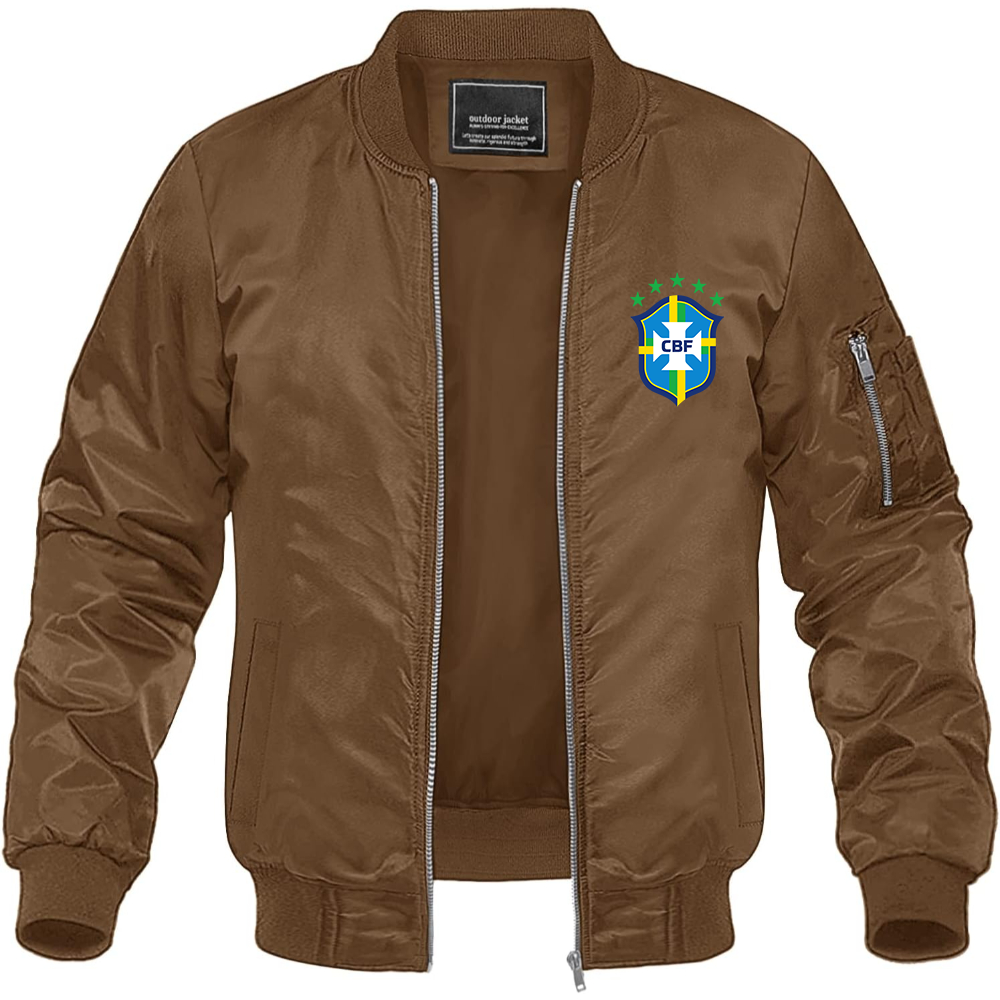 Men's Brazil National Soccer Team Lightweight Bomber Jacket - Brown