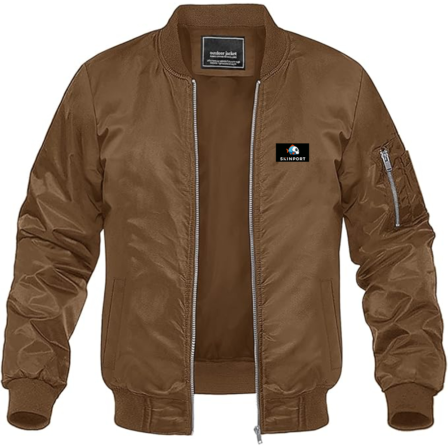 Men's Skinport  Logo Lightweight Bomber Jacket Windbreaker Softshell Varsity Jacket Coat