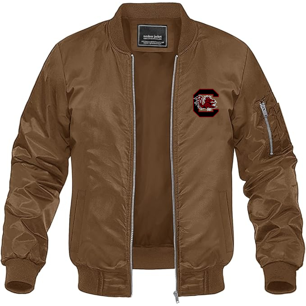 Men's South Carolina Gamecocks Logo Lightweight Bomber Jacket Windbreaker Softshell Varsity Jacket Coat