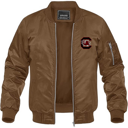 Men's South Carolina Gamecocks Logo Lightweight Bomber Jacket Windbreaker Softshell Varsity Jacket Coat