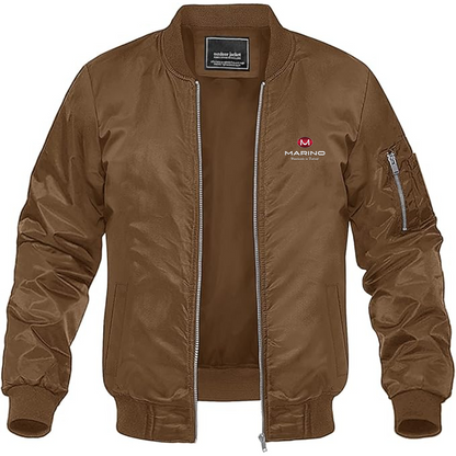 Men's Marino Finland Logo Lightweight Bomber Jacket Windbreaker Softshell Varsity Jacket Coat