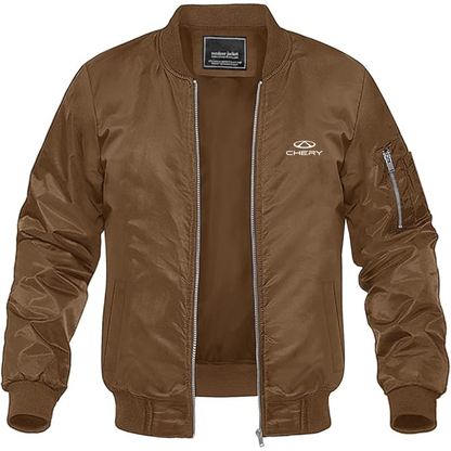 Men's Chery Logo Lightweight Bomber Jacket Windbreaker Softshell Varsity Jacket Coat