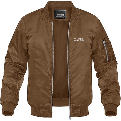 Men's Zaful Logo Lightweight Bomber Jacket Windbreaker Softshell Varsity Jacket Coat