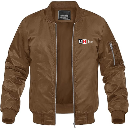Men's DH Derniere Heure Logo Lightweight Bomber Jacket Windbreaker Softshell Varsity Jacket Coat