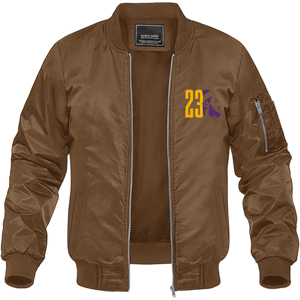 Men's Lebron James 23 Lightweight Bomber Jacket - Brown