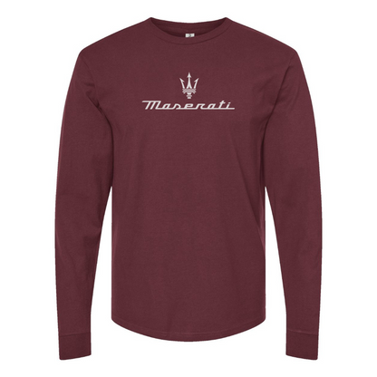 Men's Maserati Logo Cotton Long Sleeve T-Shirt