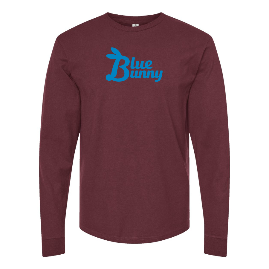 Men's Blue Bunny Logo Cotton Long Sleeve T-Shirt