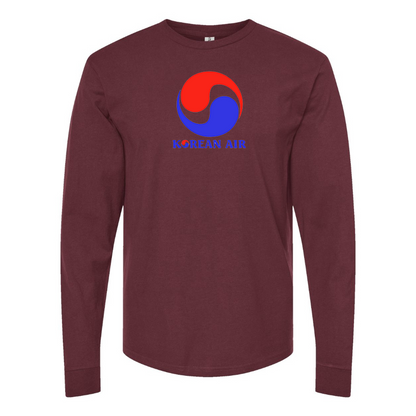 Men's Korean Air Logo Cotton Long Sleeve T-Shirt