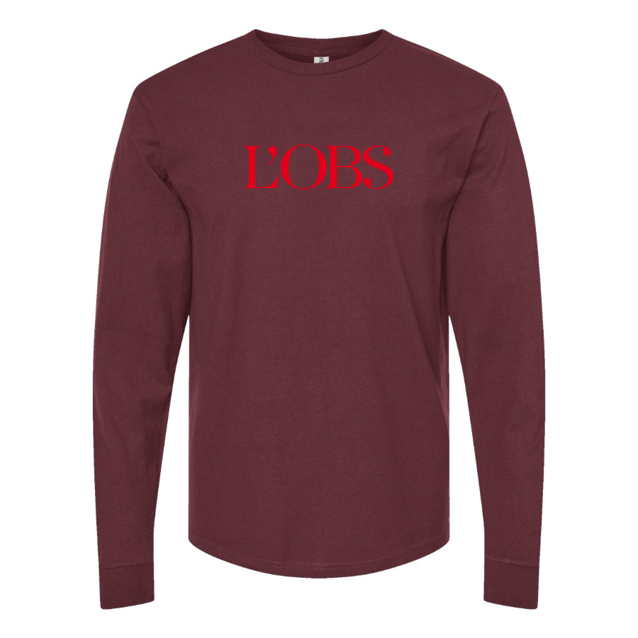 Men's  L'OBS Logo Cotton Long Sleeve T-Shirt