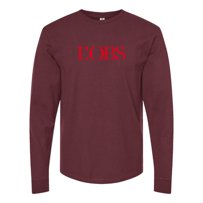 Men's  L'OBS Logo Cotton Long Sleeve T-Shirt