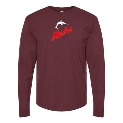 Men's Marlin Logo Cotton Long Sleeve T-Shirt
