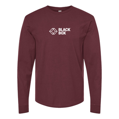 Men's Black Box Logo Cotton Long Sleeve T-Shirt