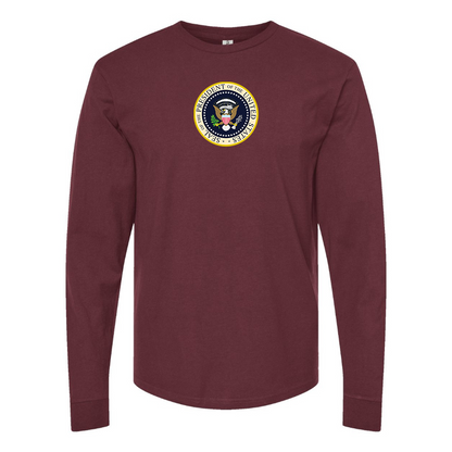 Men's USA President Seal Logo Cotton Long Sleeve T-Shirt