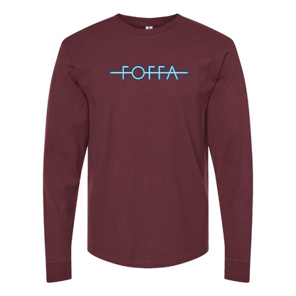 Men's Foffa Blue Logo Cotton Long Sleeve T-Shirt