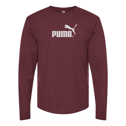 Men's Puma Logo Cotton Long Sleeve T-Shirt