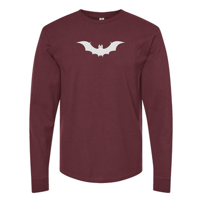 Men's Bat-Emoji Logo Cotton Long Sleeve T-Shirt