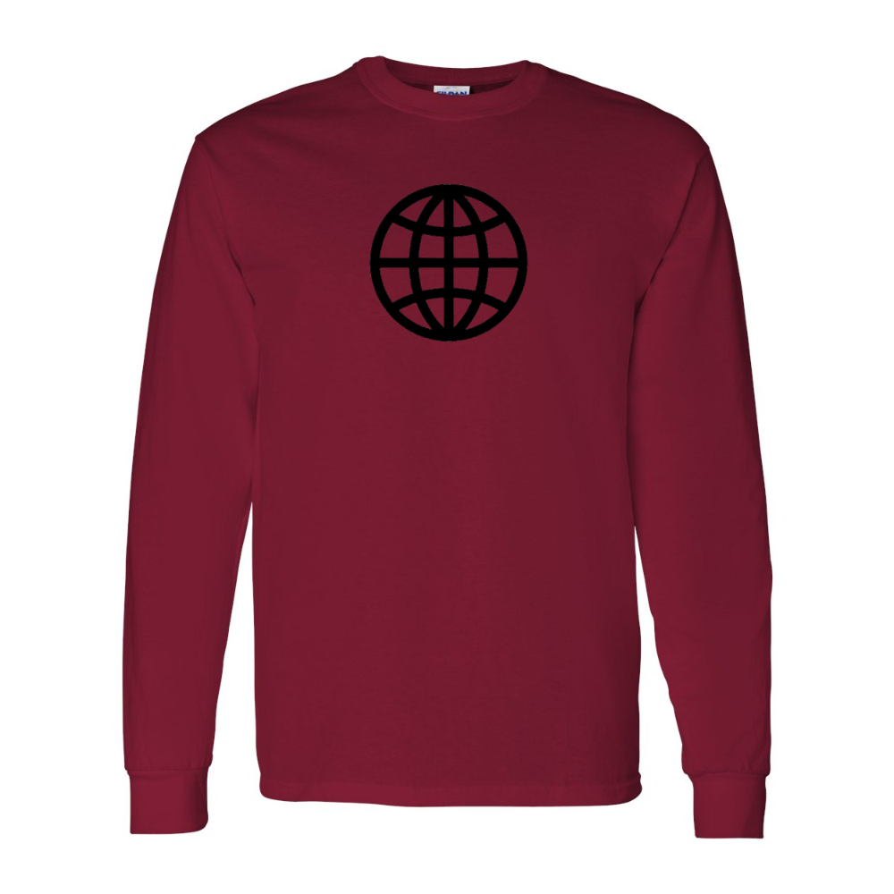 Men's  Internet Globe Gildan Heavy Cotton Long Sleeve T-Shirt