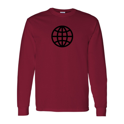 Men's  Internet Globe Gildan Heavy Cotton Long Sleeve T-Shirt