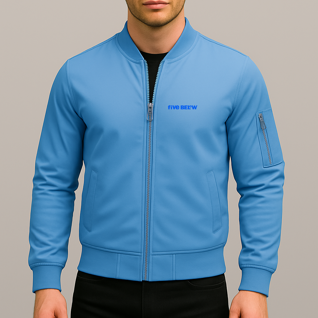 Men's Five Below Logo Lightweight Bomber Jacket Windbreaker Softshell Varsity Jacket Coat