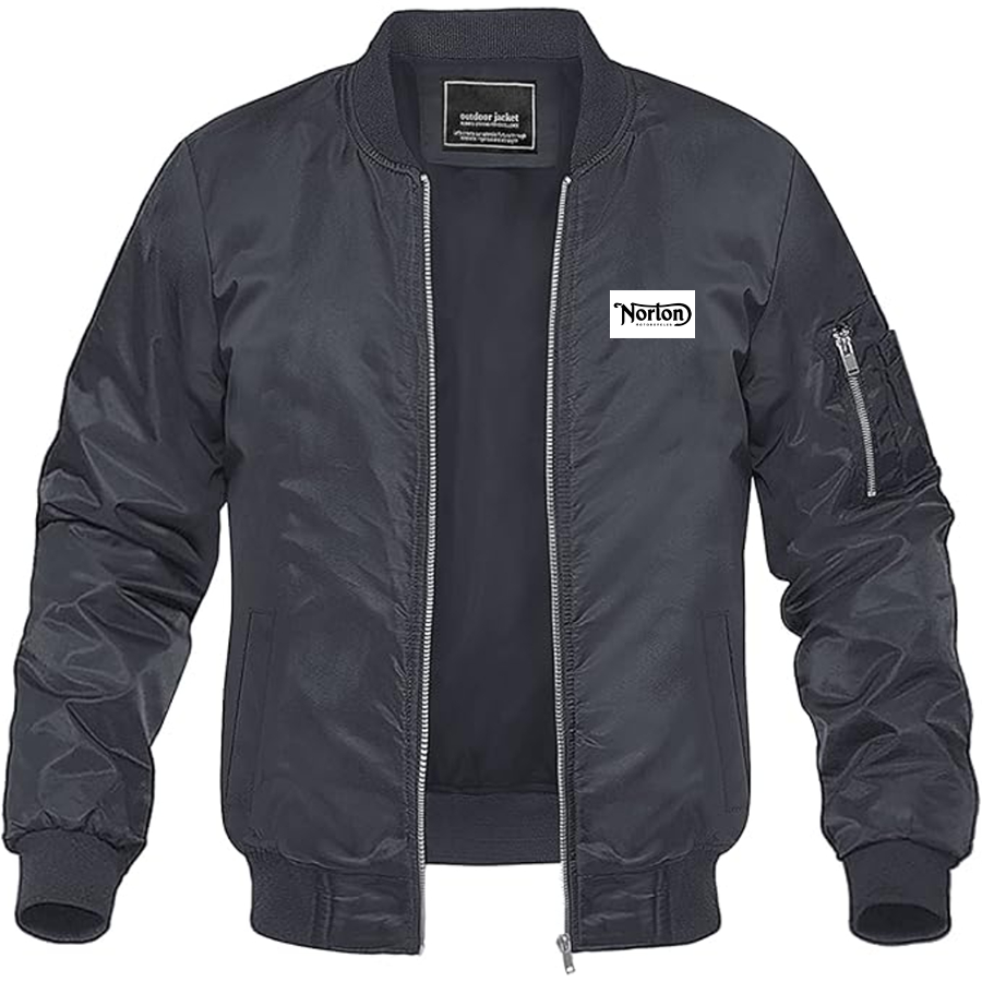 Men's Norton Logo Lightweight Bomber Jacket Windbreaker Softshell Varsity Jacket Coat