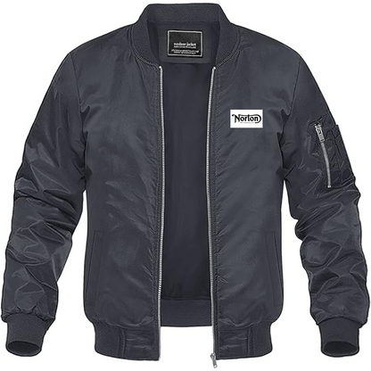 Men's Norton Logo Lightweight Bomber Jacket Windbreaker Softshell Varsity Jacket Coat