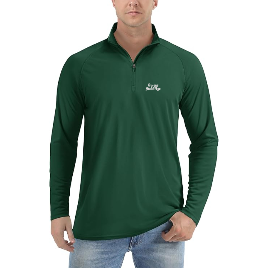 Men's Queens of the Stone Age Lightweight Quarter-Zip Athletic Shirt Long Sleeve Performance Wear