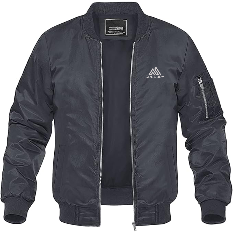 Men's Gregory  Logo Lightweight Bomber Jacket Windbreaker Softshell Varsity Jacket Coat