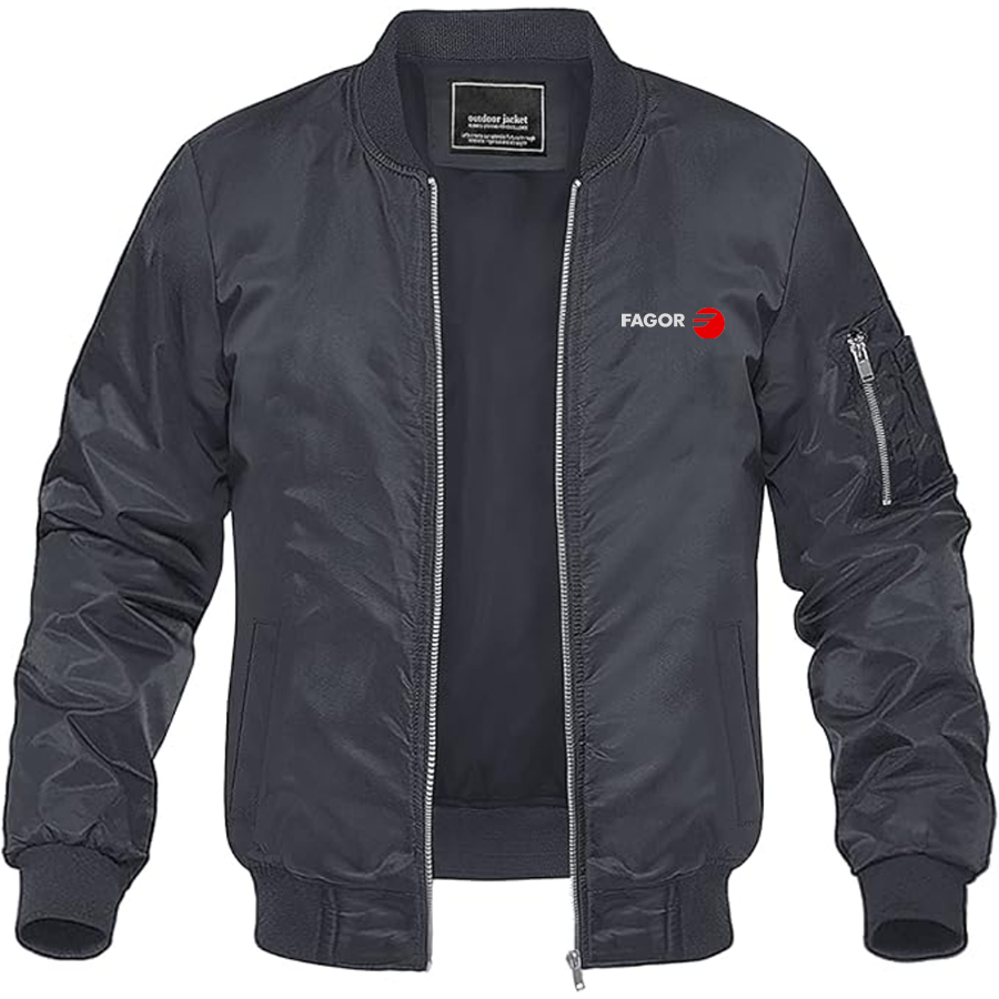 Men's Fagor Logo Lightweight Bomber Jacket Windbreaker Softshell Varsity Jacket Coat