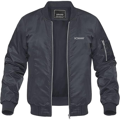 Men's Bomann Logo Lightweight Bomber Jacket Windbreaker Softshell Varsity Jacket Coat