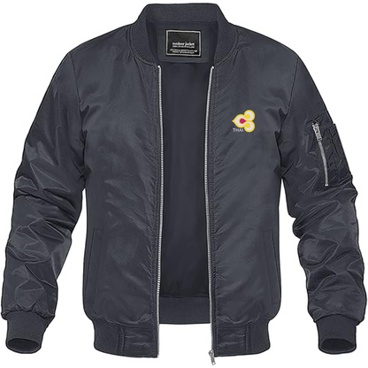 Men's Thai Airlines Logo Lightweight Bomber Jacket Windbreaker Softshell Varsity Jacket Coat