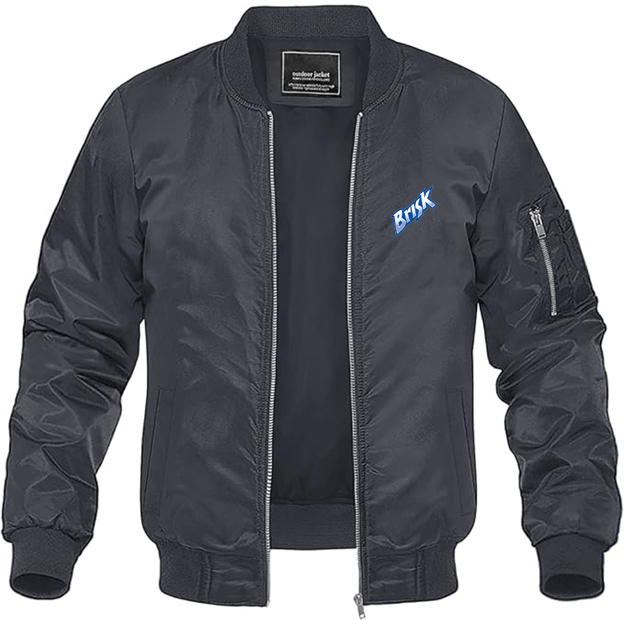 Men's Brisk Logo Lightweight Bomber Jacket Windbreaker Softshell Varsity Jacket Coat