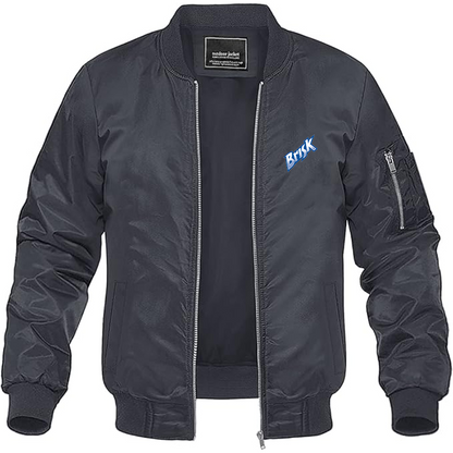 Men's Brisk Logo Lightweight Bomber Jacket Windbreaker Softshell Varsity Jacket Coat