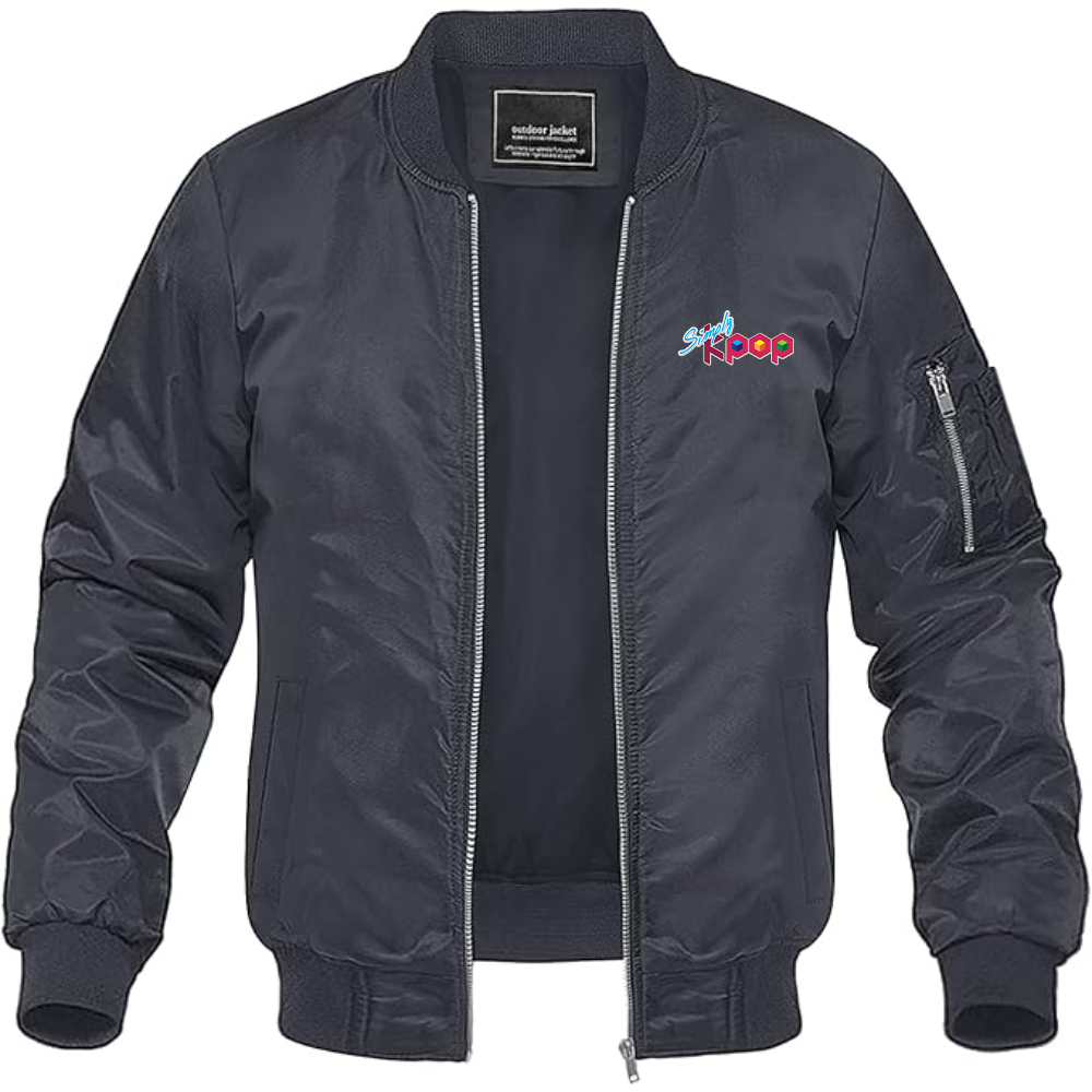 Men's Simply Kpop Lightweight Bomber Jacket Windbreaker Softshell Varsity Jacket Coat