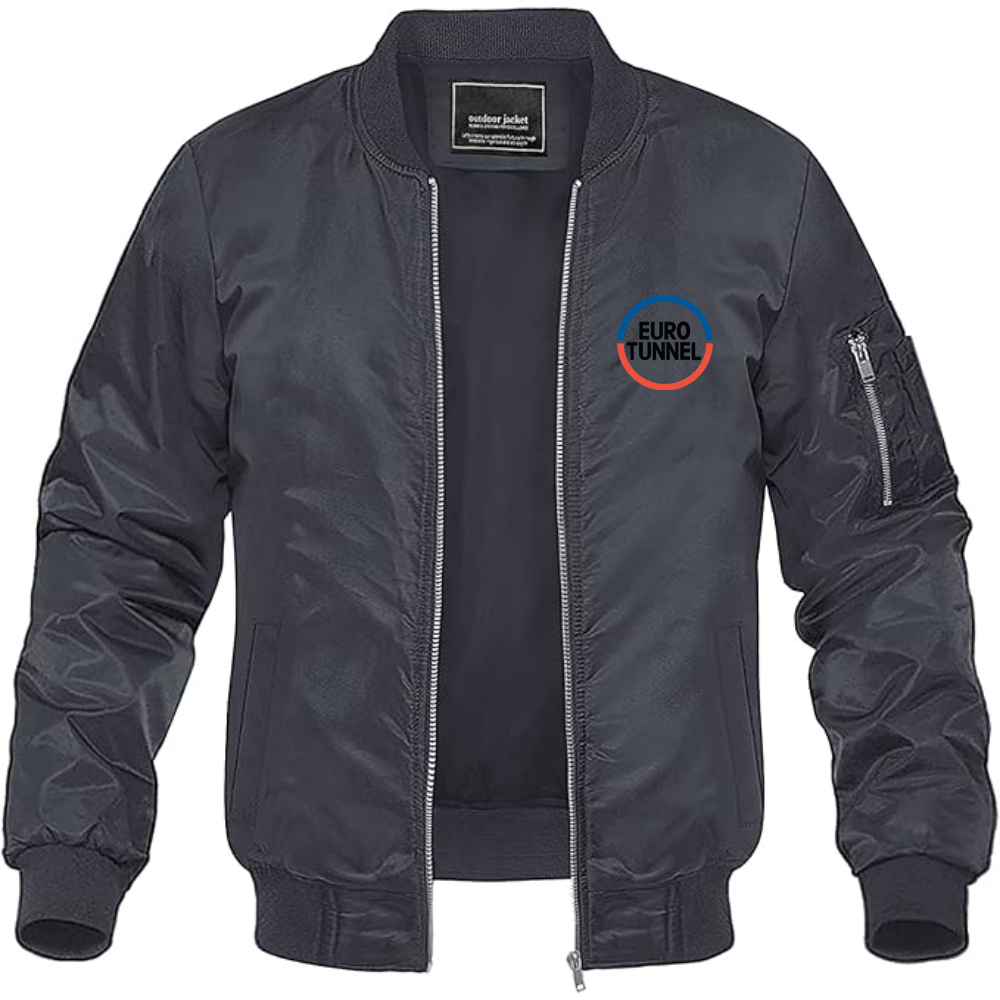 Men's  Eurotunnel   Logo Lightweight Bomber Jacket Windbreaker Softshell Varsity Jacket Coat