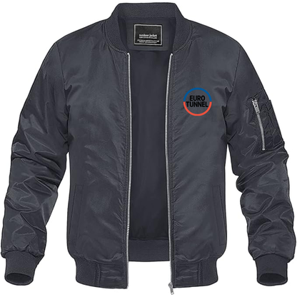 Men's  Eurotunnel   Logo Lightweight Bomber Jacket Windbreaker Softshell Varsity Jacket Coat