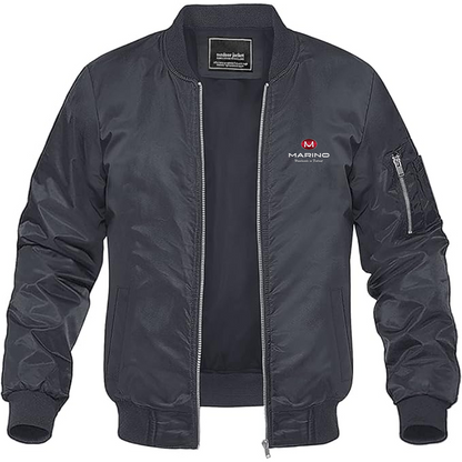 Men's Marino Finland Logo Lightweight Bomber Jacket Windbreaker Softshell Varsity Jacket Coat