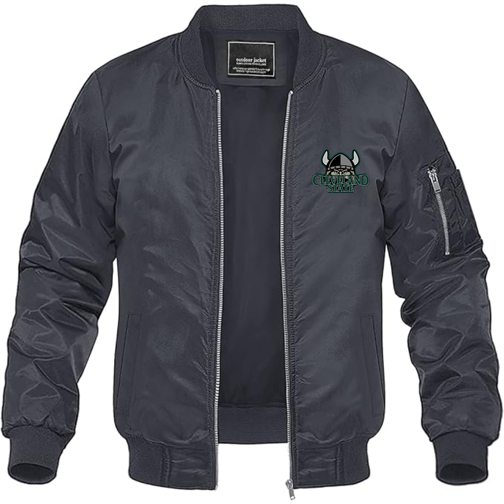 Men's Cleveland State Vikings  Lightweight Bomber Jacket Windbreaker Softshell Varsity Jacket Coat