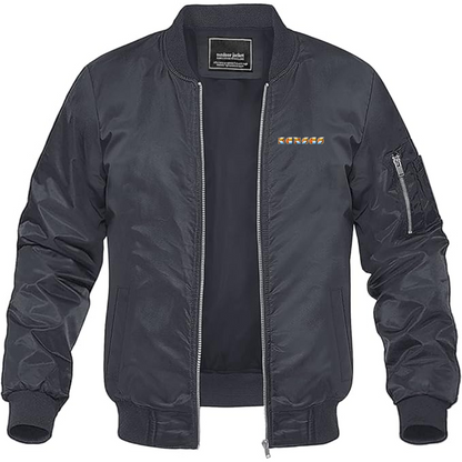 Men's Kansas Lightweight Bomber Jacket Windbreaker Softshell Varsity Jacket Coat
