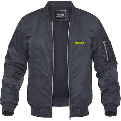 Men's Noble Logo Lightweight Bomber Jacket Windbreaker Softshell Varsity Jacket Coat
