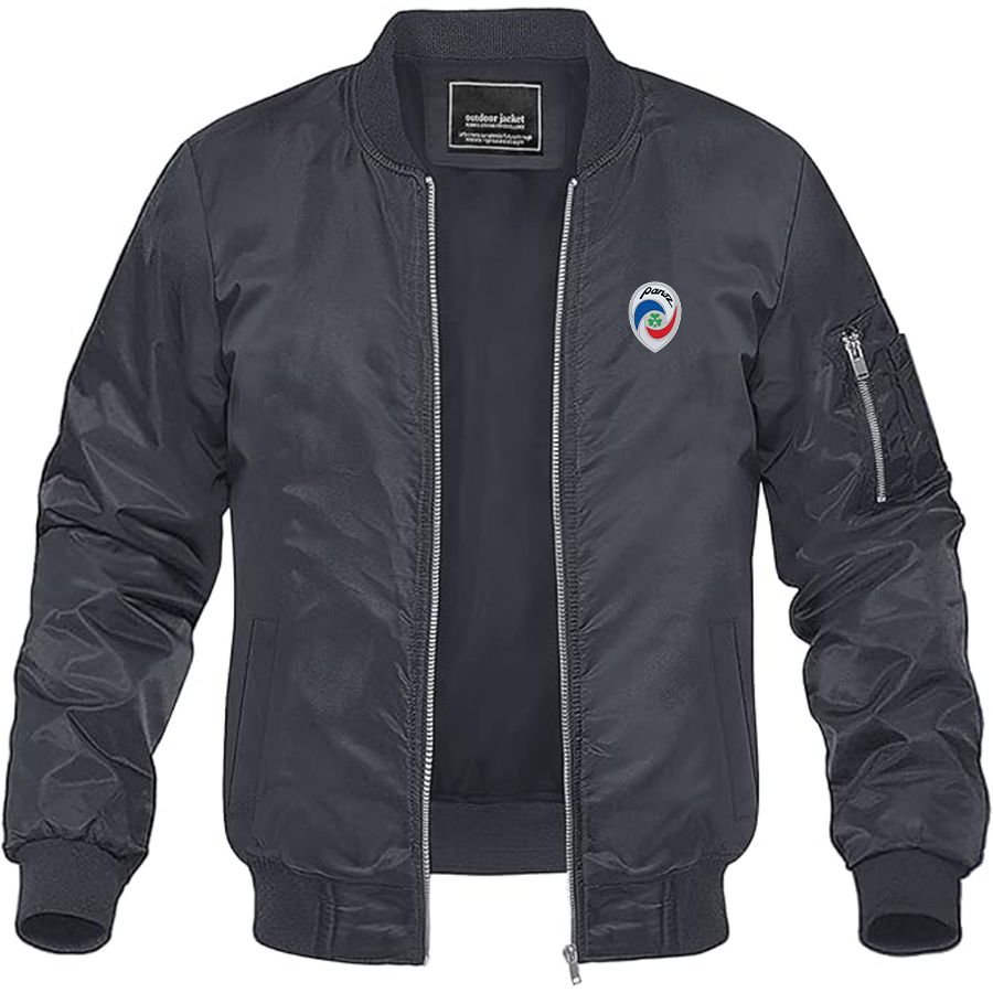 Men's Panoz Logo Lightweight Bomber Jacket Windbreaker Softshell Varsity Jacket Coat