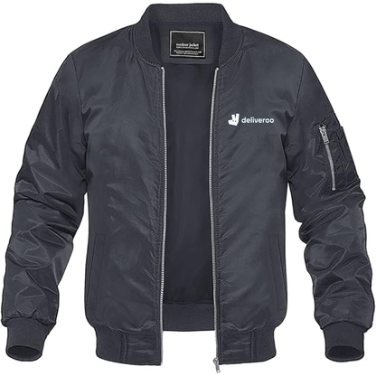 Men's Deliveroo Logo Lightweight Bomber Jacket Windbreaker Softshell Varsity Jacket Coat
