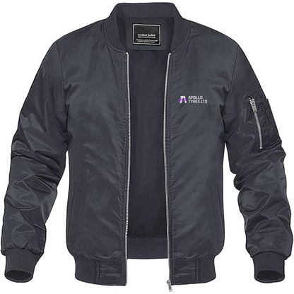 Men's Apollo Tyres Logo Lightweight Bomber Jacket Windbreaker Softshell Varsity Jacket Coat