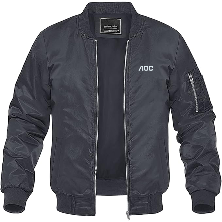 Men's AOC Logo Lightweight Bomber Jacket Windbreaker Softshell Varsity Jacket Coat